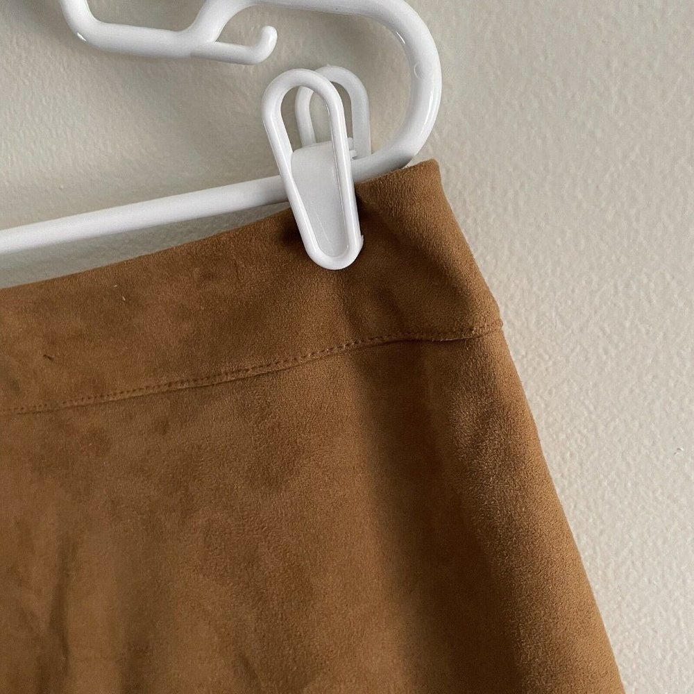 Chicos Women SZ 2.5 US 14 Brown Gingersnaps Faux Suede A-Line Midi Skirt - Picture 3 of 8